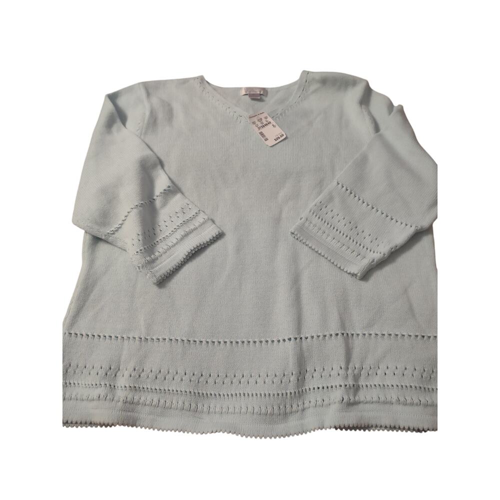 VTG Christopher &‎ banks Blue Lightweight Sweater Medium Classic Eyelet Casual